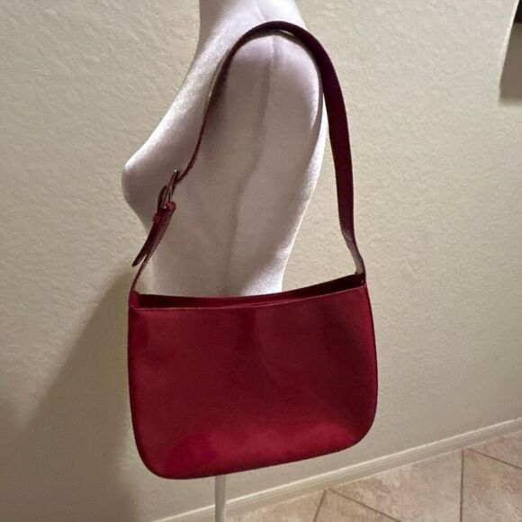 Furla Patent Leather Shoulder Bag Purse Red Buckle Strap Fall Winter Statement - Picture 3 of 15